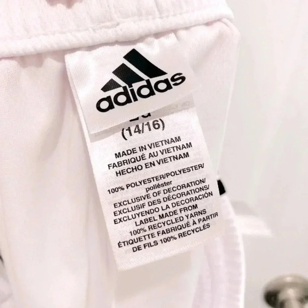 Adidas Youth Large 14/16 White 3-Stripes Athletic Shorts NWOT